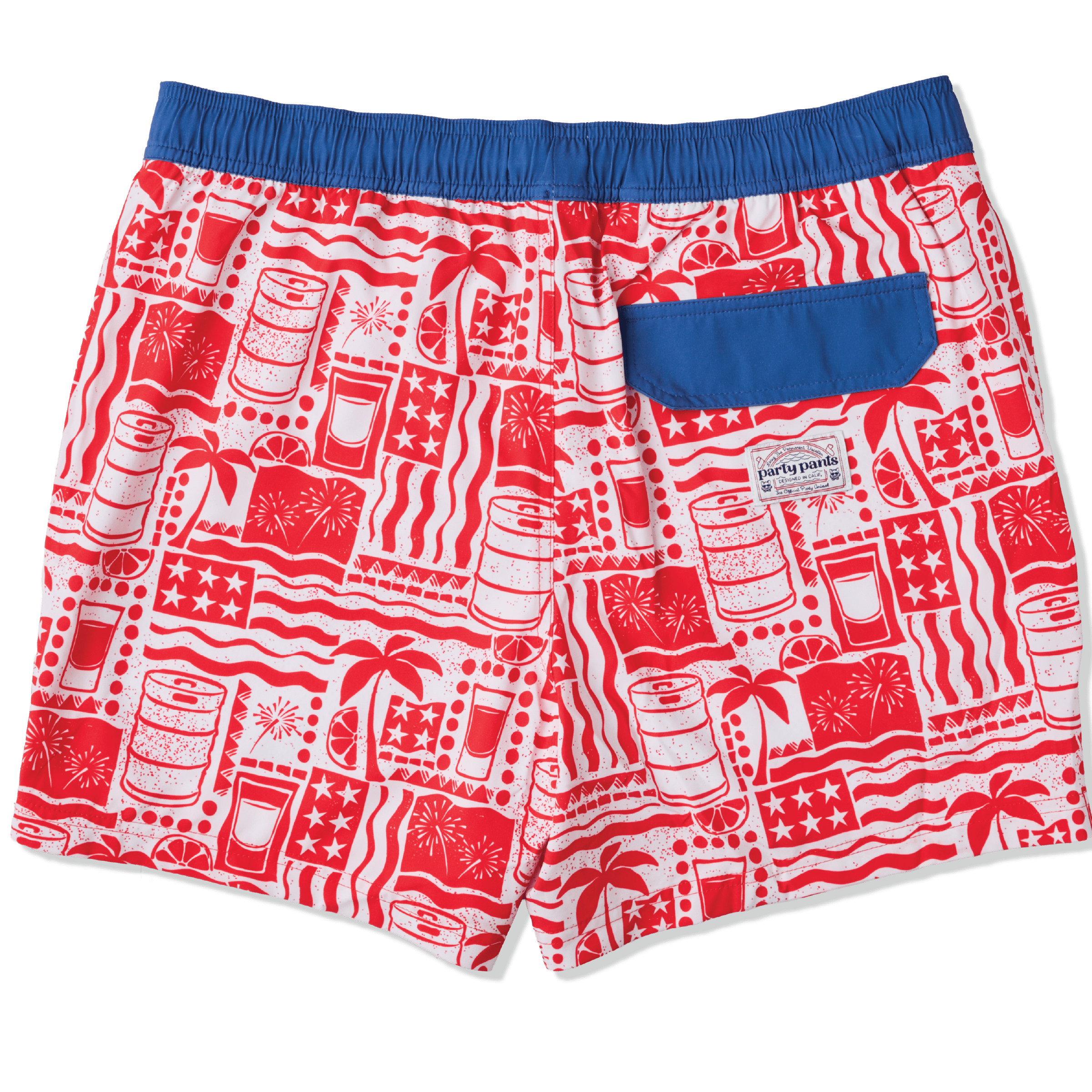Pourth of July in Cream - Men's 5" Happy Hour Swim Trunks Happy Hour Short PARTY PANTS 