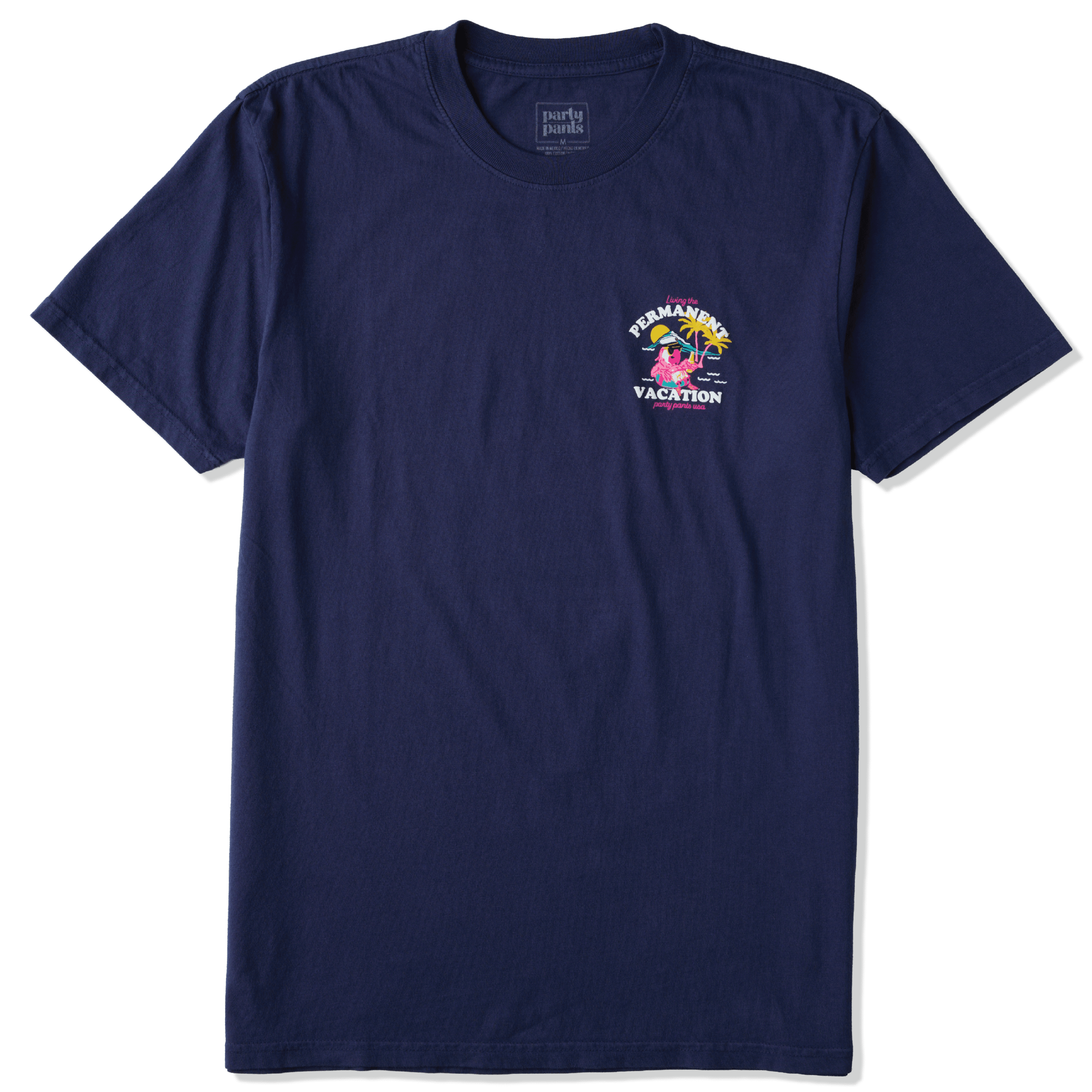 Men's Short Sleeve T- Shirt - Permanent Vacay Navy Blue TEES PARTY PANTS 