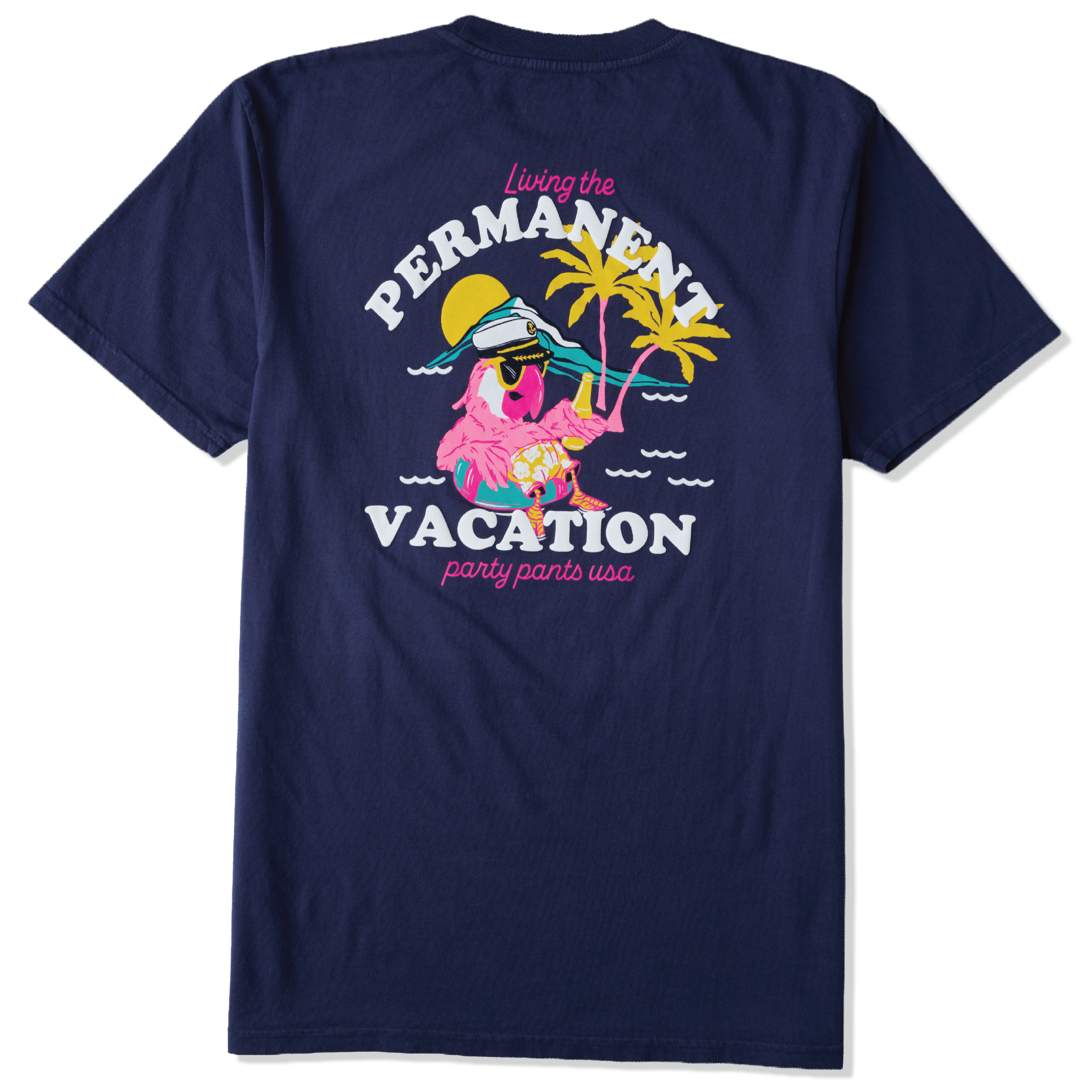 Men's Short Sleeve T- Shirt - Permanent Vacay Navy Blue TEES PARTY PANTS 