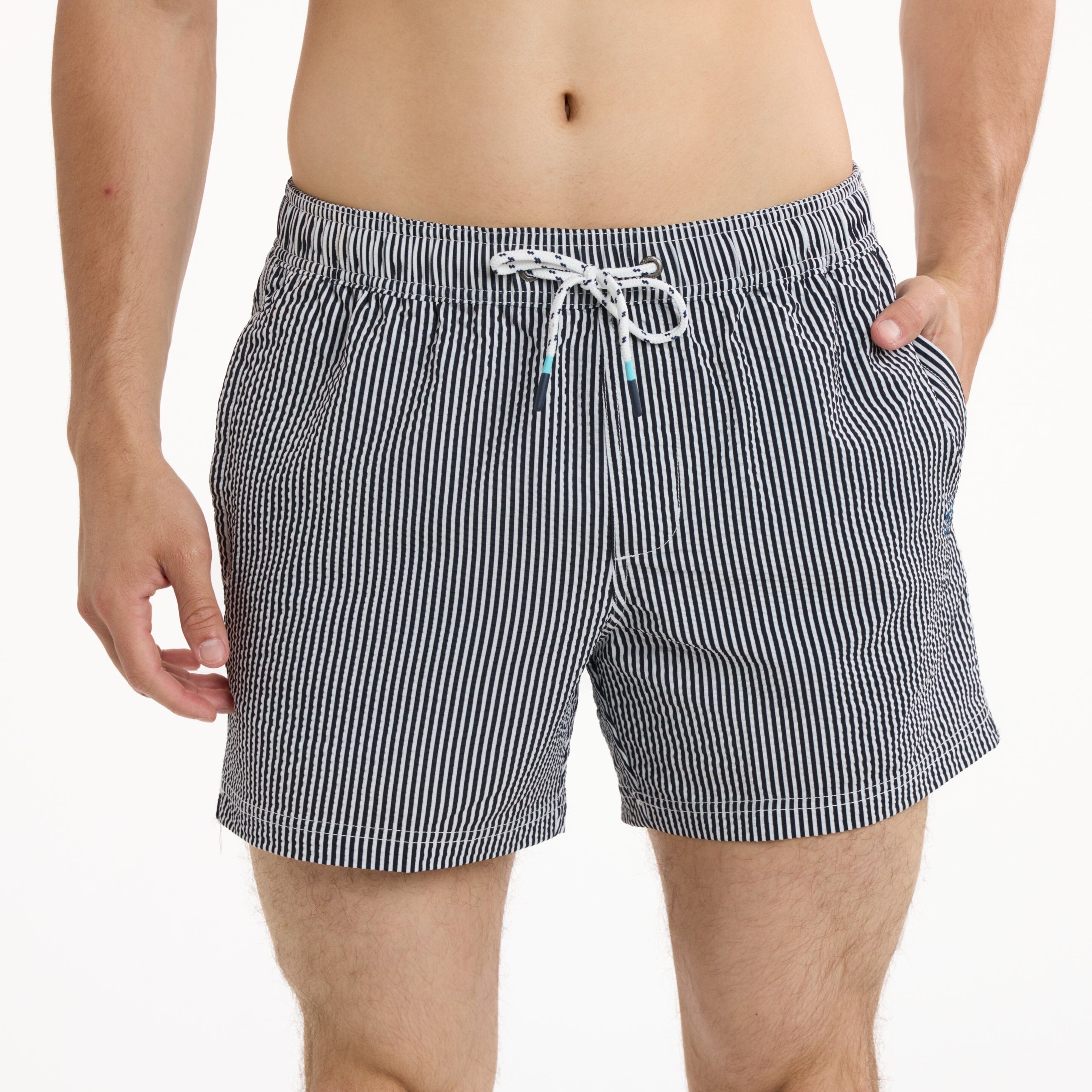 Seersucker in Black - Men's Lined 5" Party Starter Shorts PARTY STARTER SHORT PARTY PANTS 