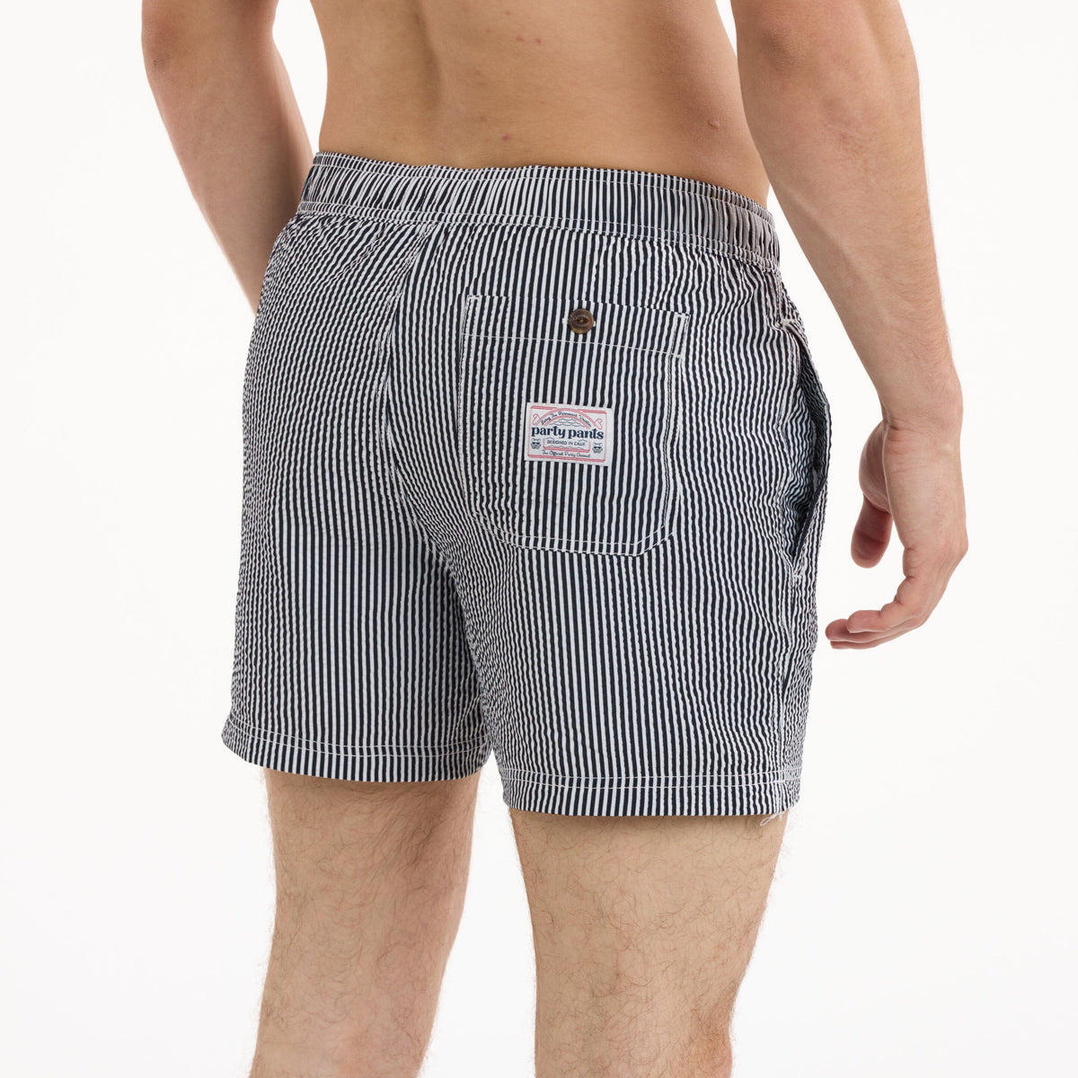 Seersucker in Black - Men's Lined 5" Party Starter Shorts PARTY STARTER SHORT PARTY PANTS 