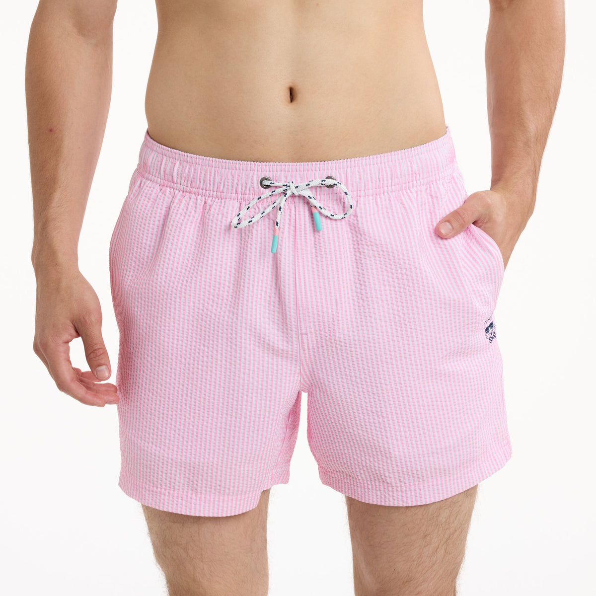 Seersucker in Pink - Men's Lined 5" Party Starter Shorts PARTY STARTER SHORT PARTY PANTS 