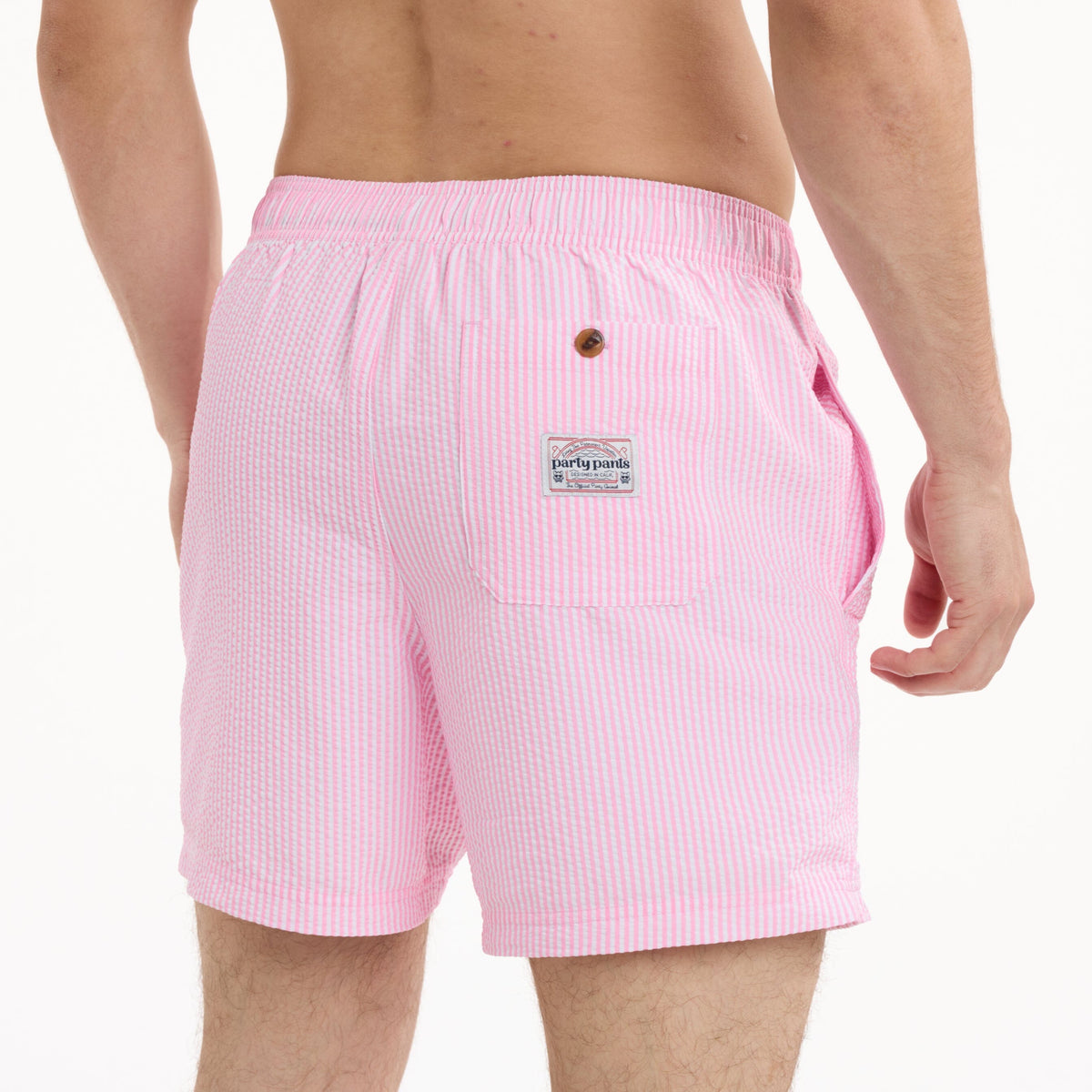 Seersucker in Pink - Men's Lined 5" Party Starter Shorts PARTY STARTER SHORT PARTY PANTS 