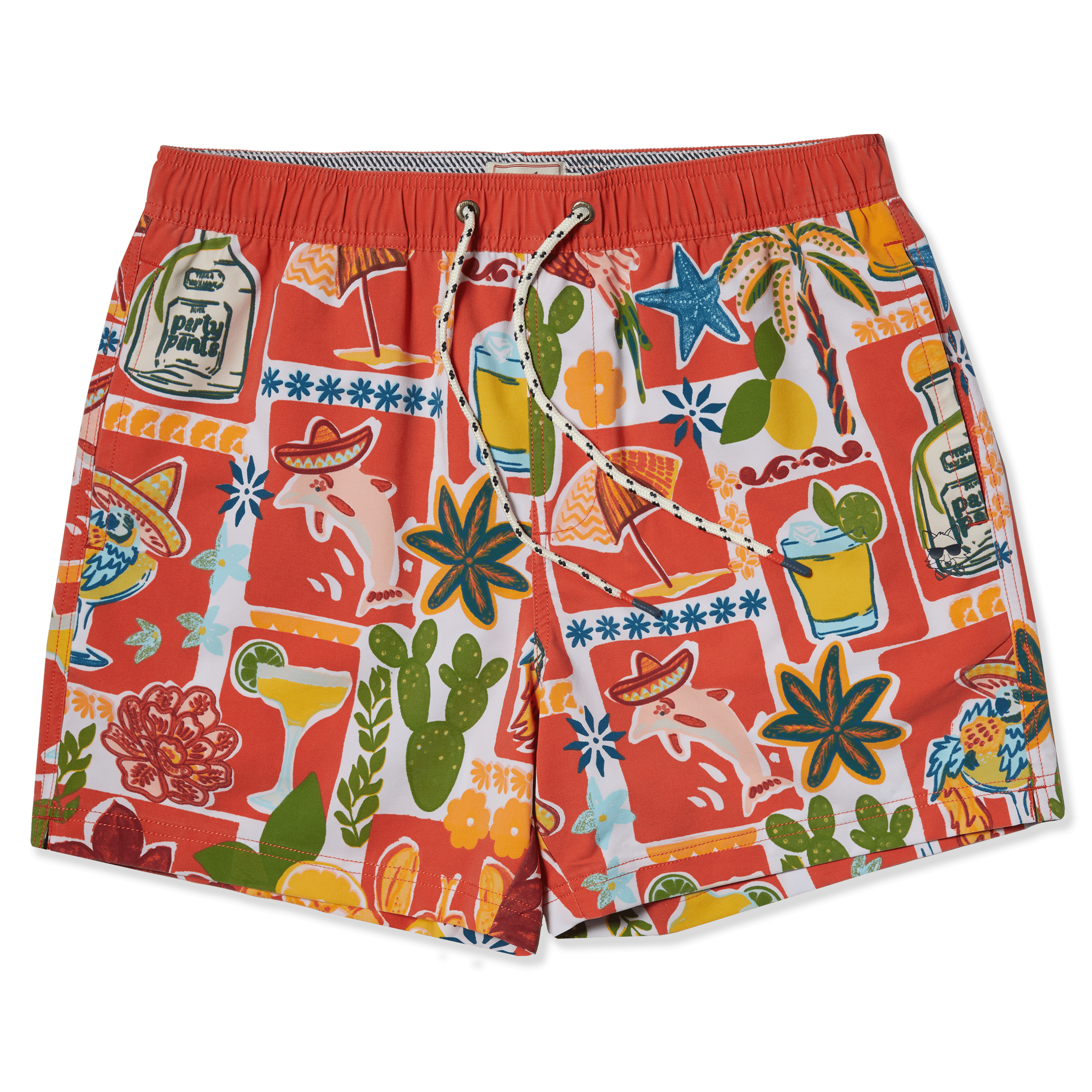 Men's 5 Inch Unlined Short - Drinko De Mayo Red | Party Starter Party Starter Short PARTY PANTS 