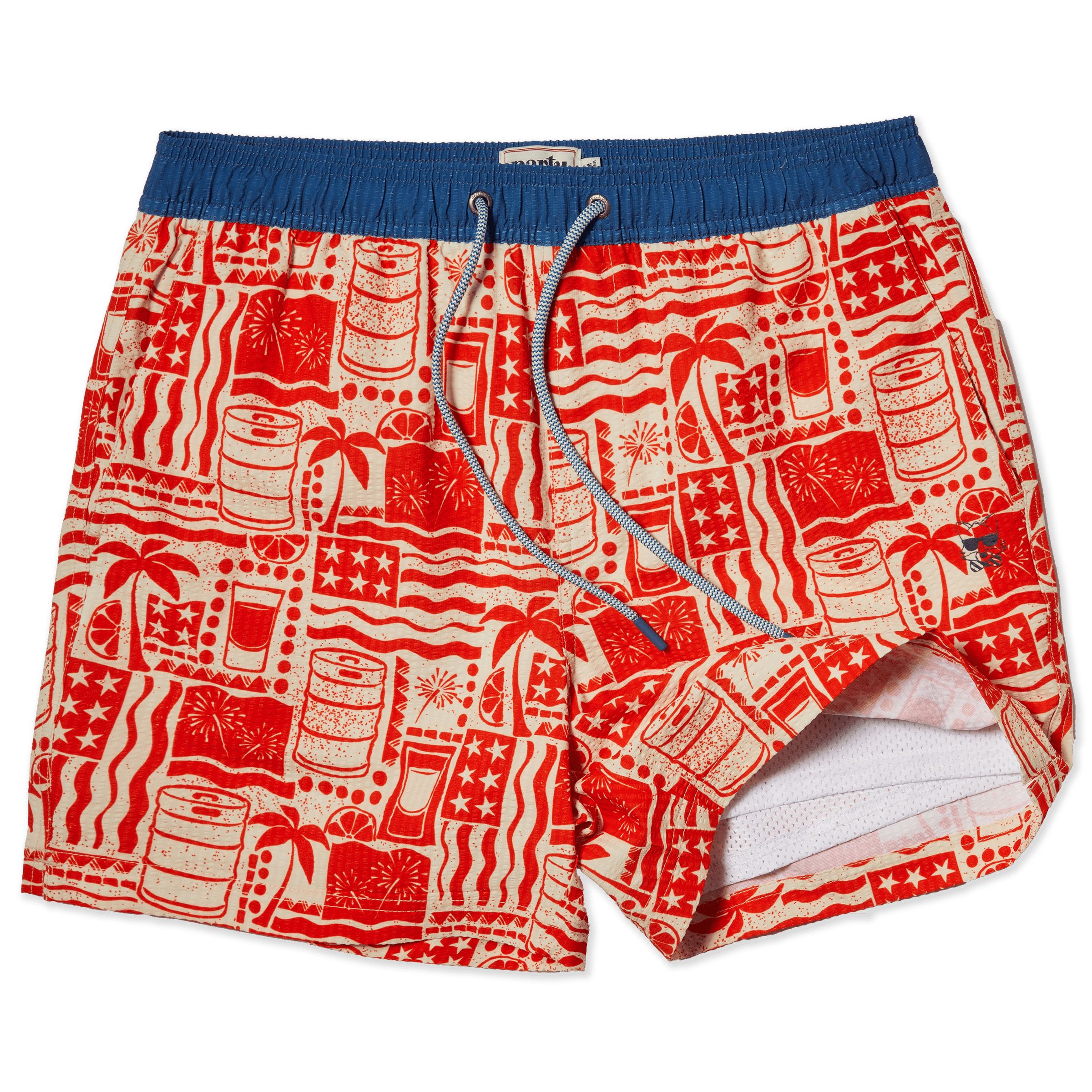 Men's 5 Inch Lined Short - Pourth of July Cream| Happy Hour Happy Hour Short PARTY PANTS 