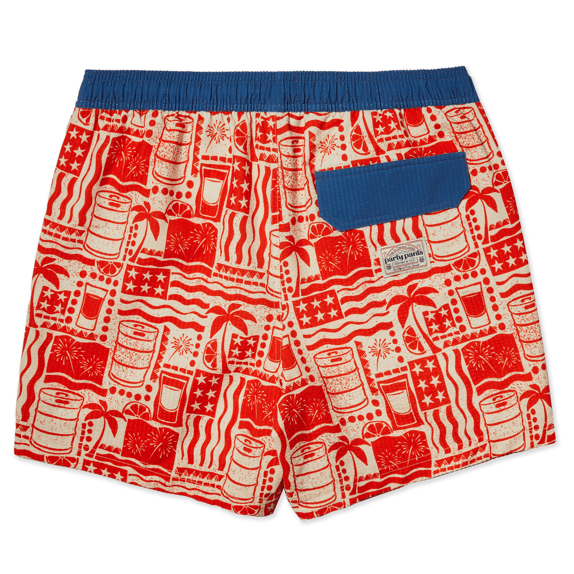 Men's 5 Inch Lined Short - Pourth of July Cream| Happy Hour Happy Hour Short PARTY PANTS 