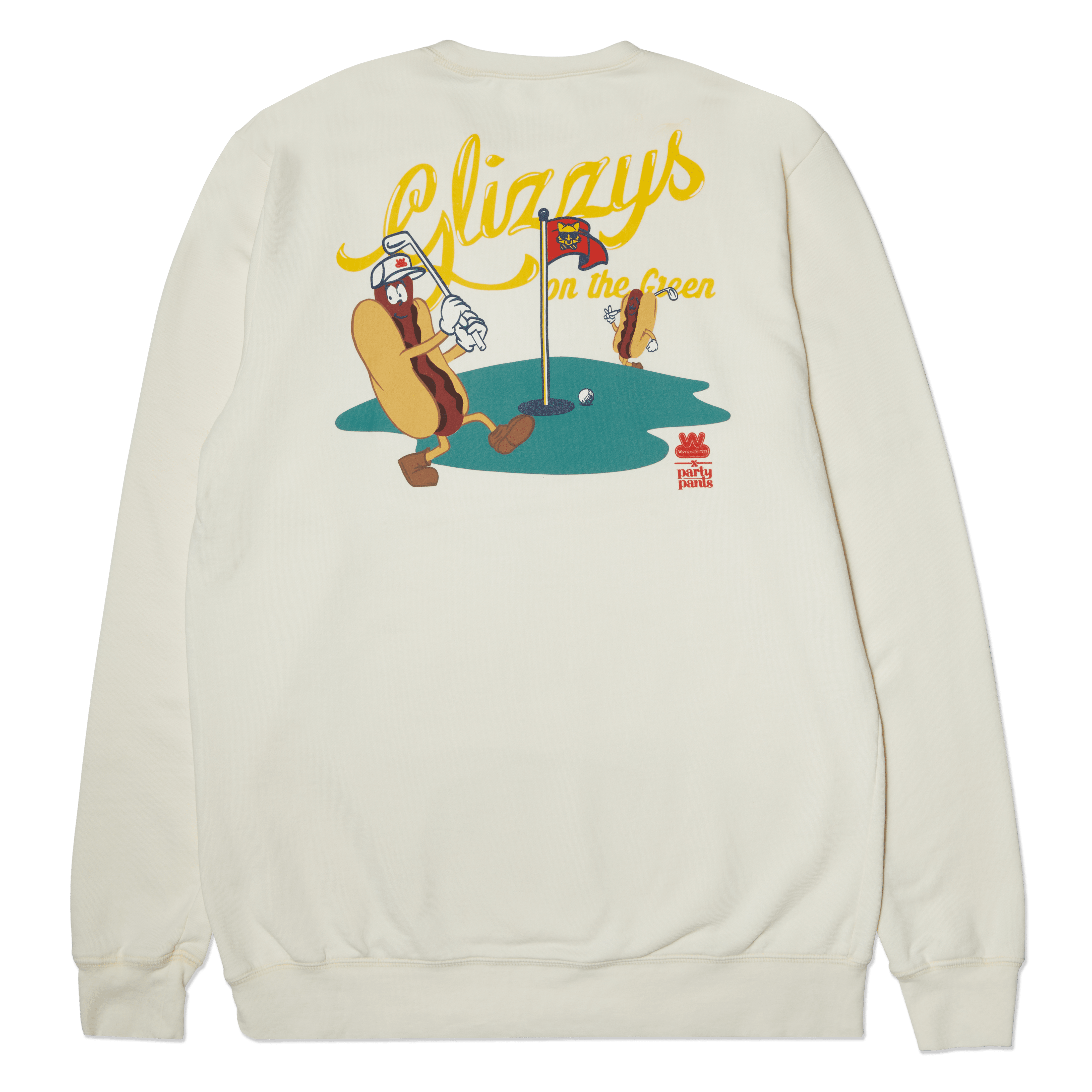 Glizzy On The Green Vintage White Crewneck Sweatshirt Fleece PARTY PANTS 