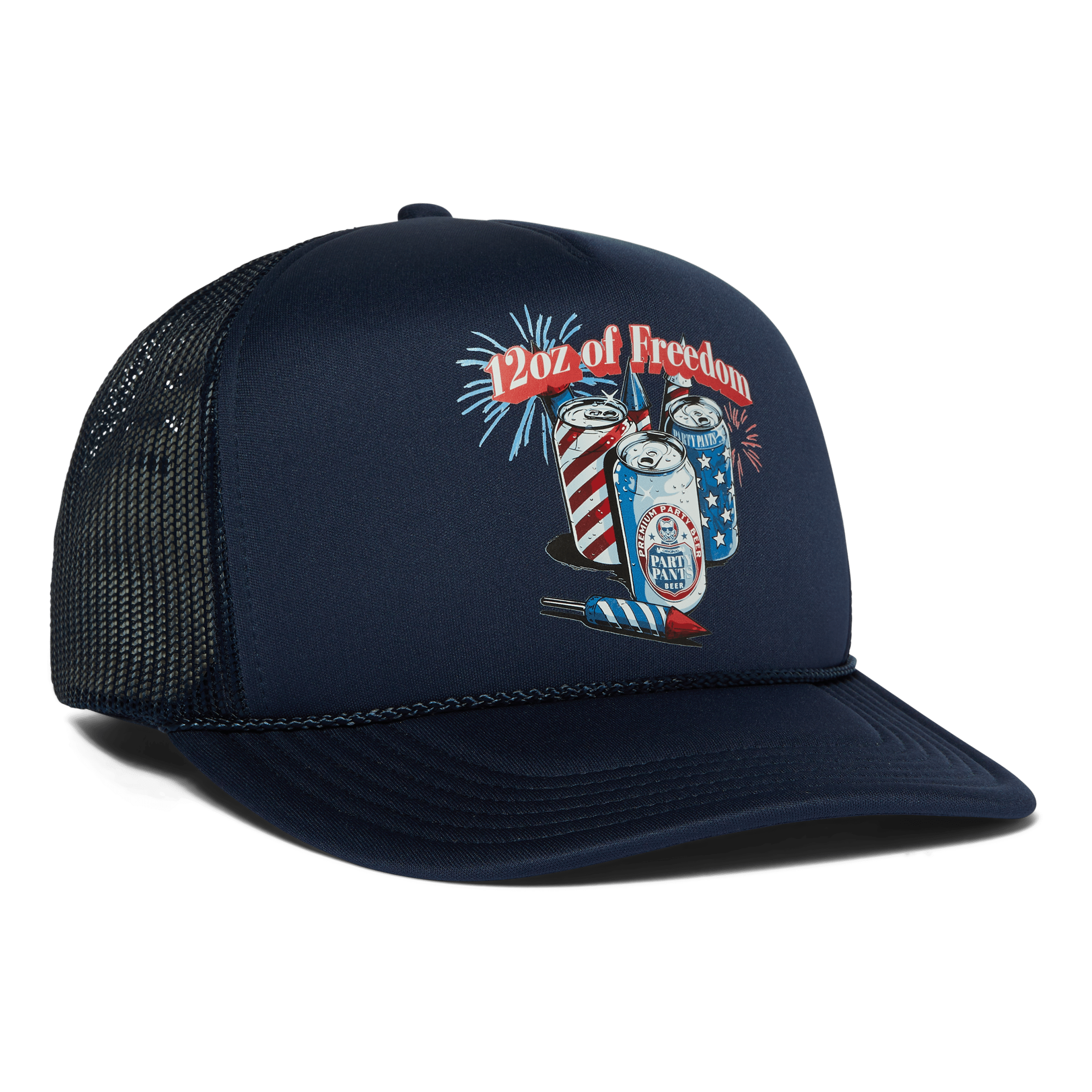 Men's Trucker Hat - 12oz of Freedom Navy Blue Hats PARTY PANTS 