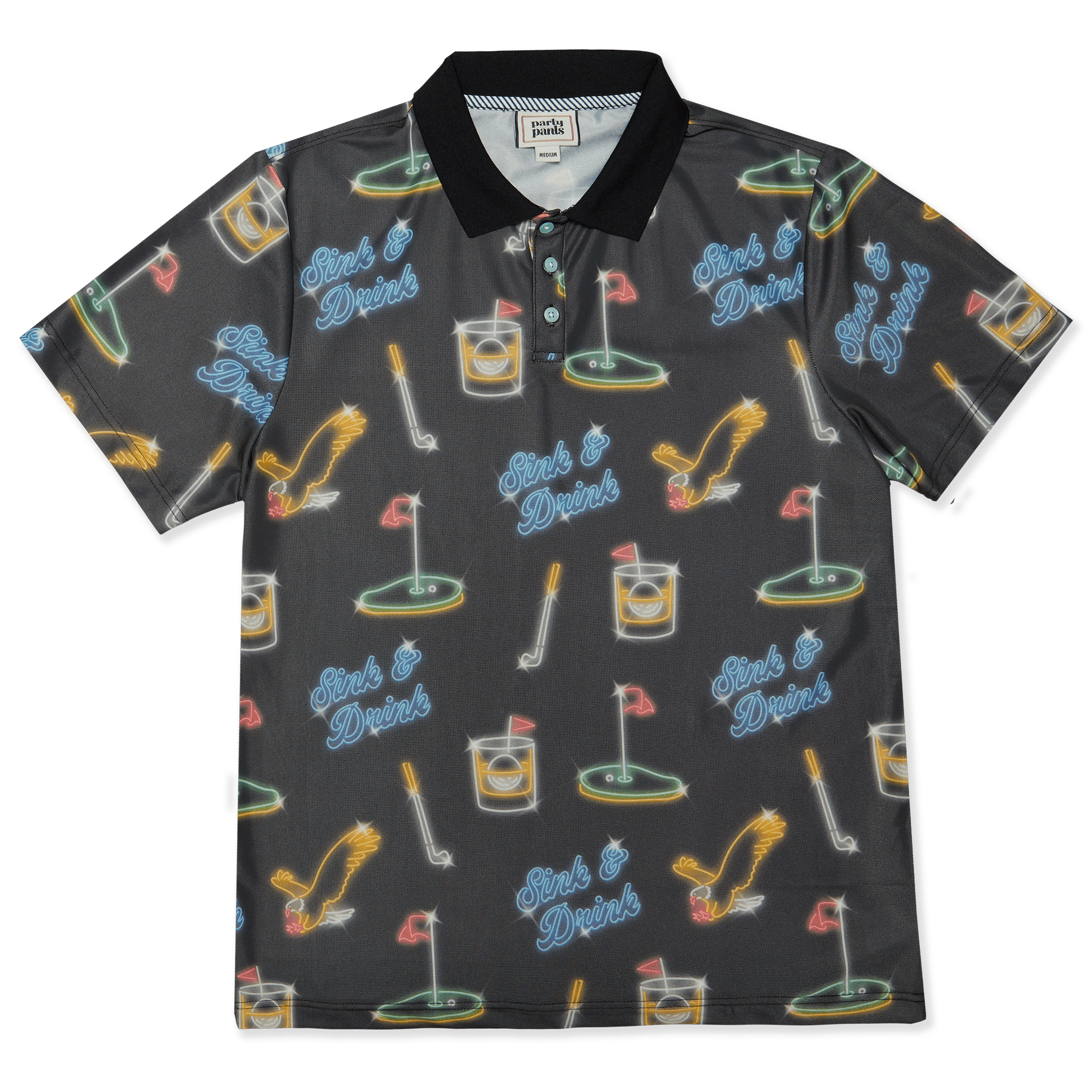 Sink N Drink Black Polo Shirt POLO PARTY PANTS 