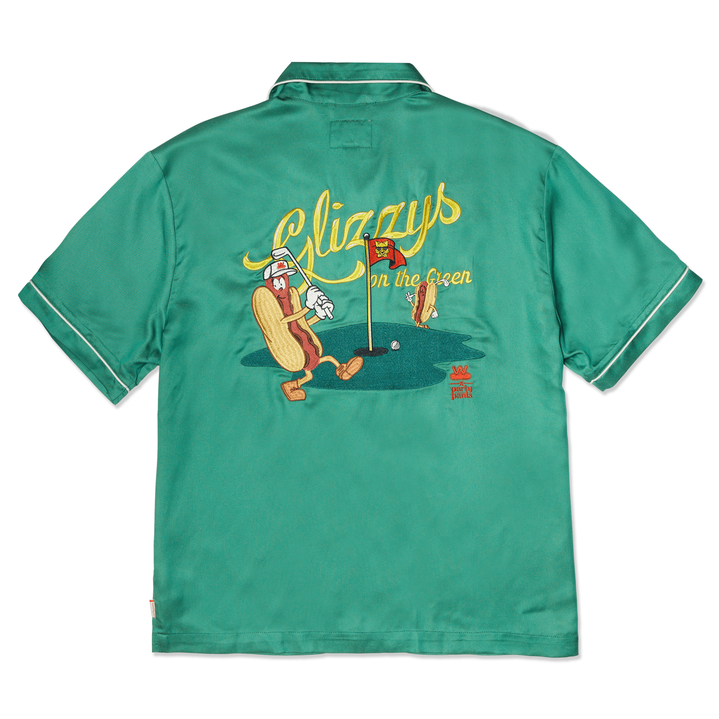 Glizzy On The Green Green Camp Shirt Woven PARTY PANTS 