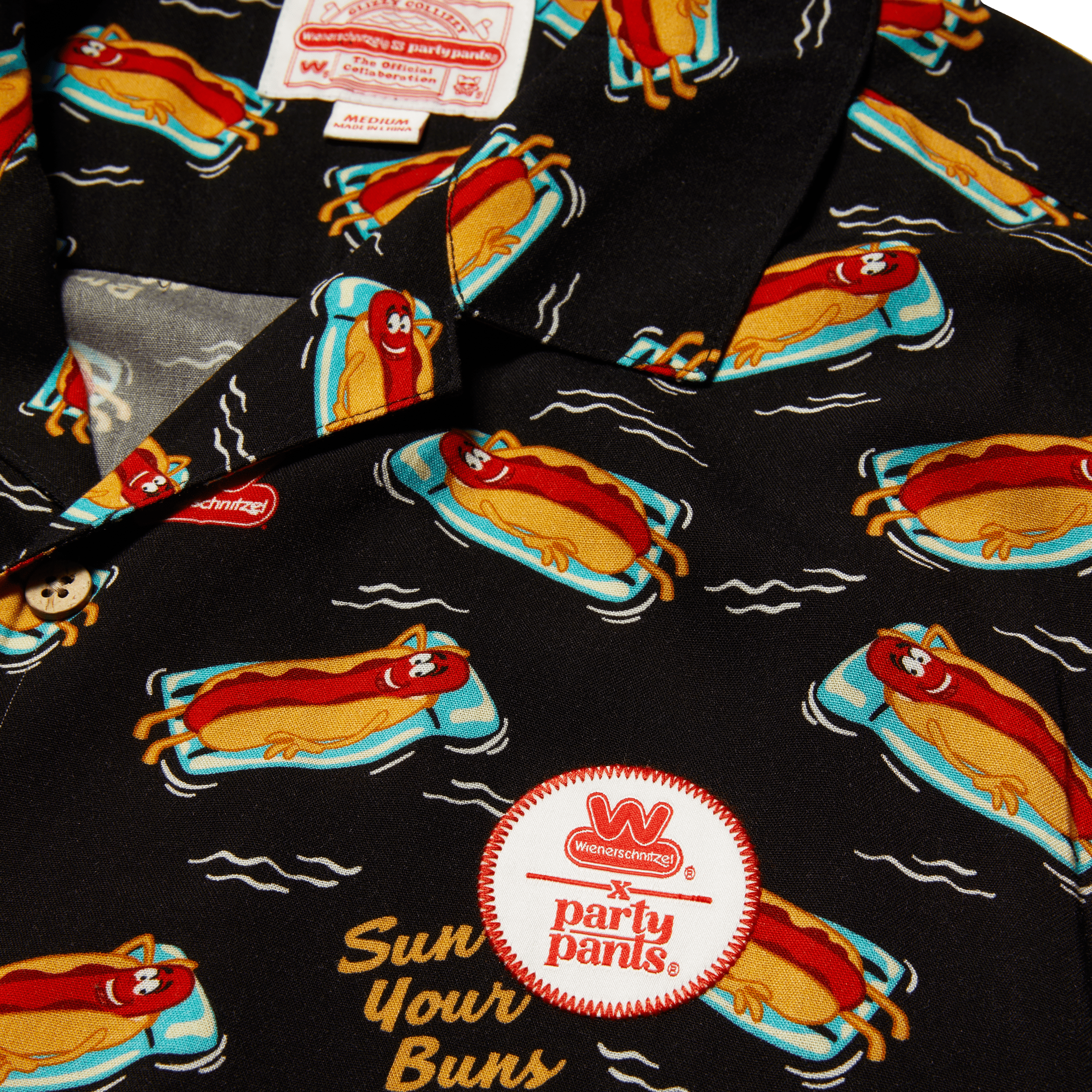 Sun Your Buns Black Camp Shirt Woven PARTY PANTS 