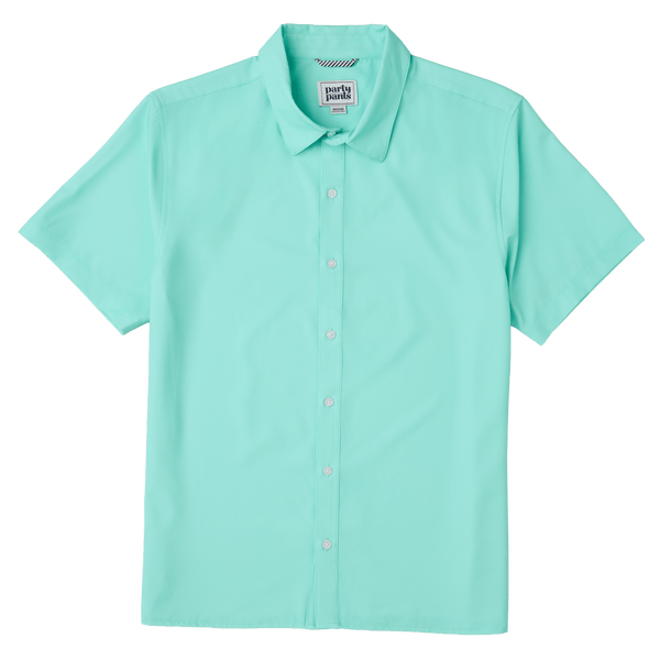Menís Water-Reactive Button-Up Shirt ñ Hidden Print Short Sleeve