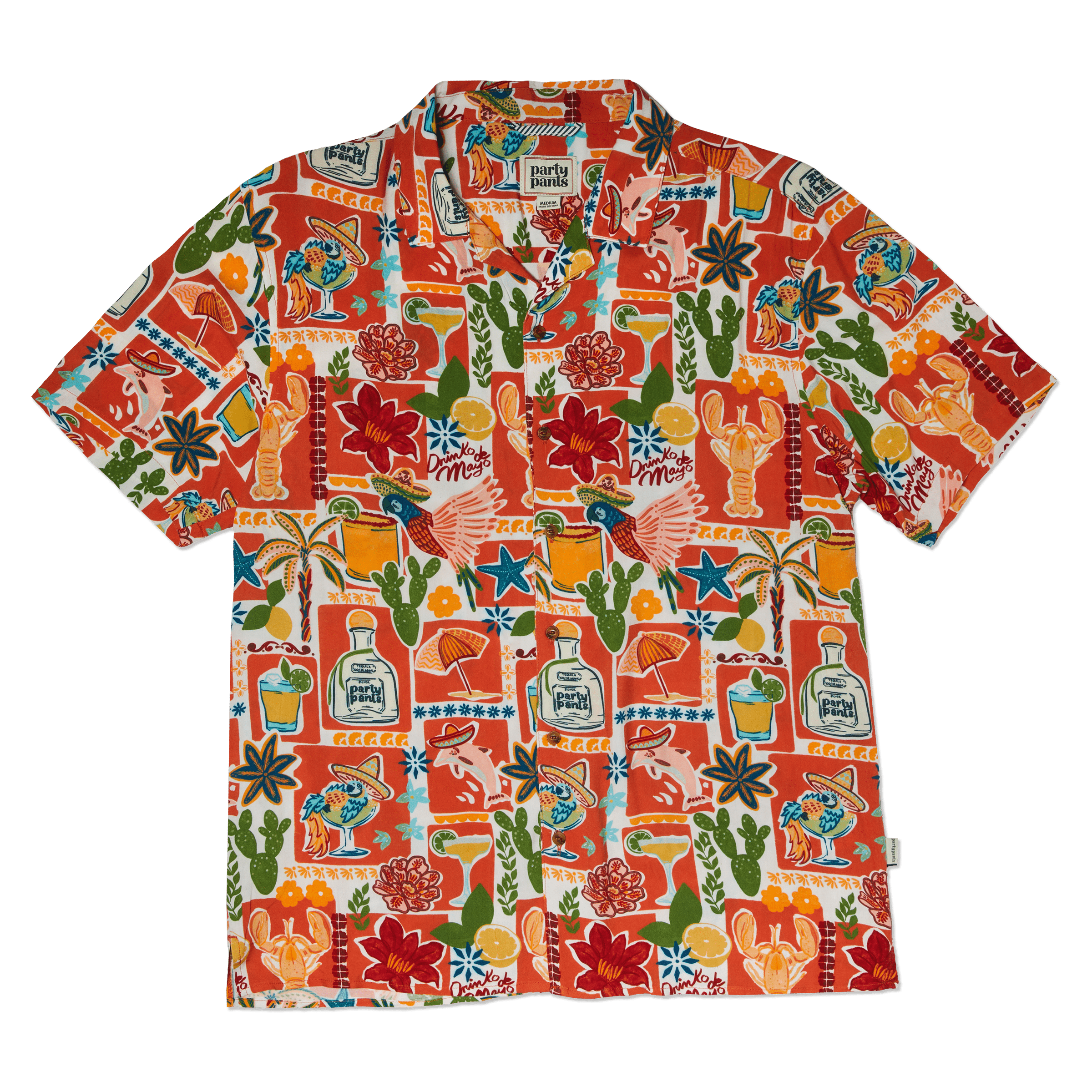 Men's Woven Shirt - Drinko De Mayo Red | Happy Hour Happy Hour Shirt PARTY PANTS 