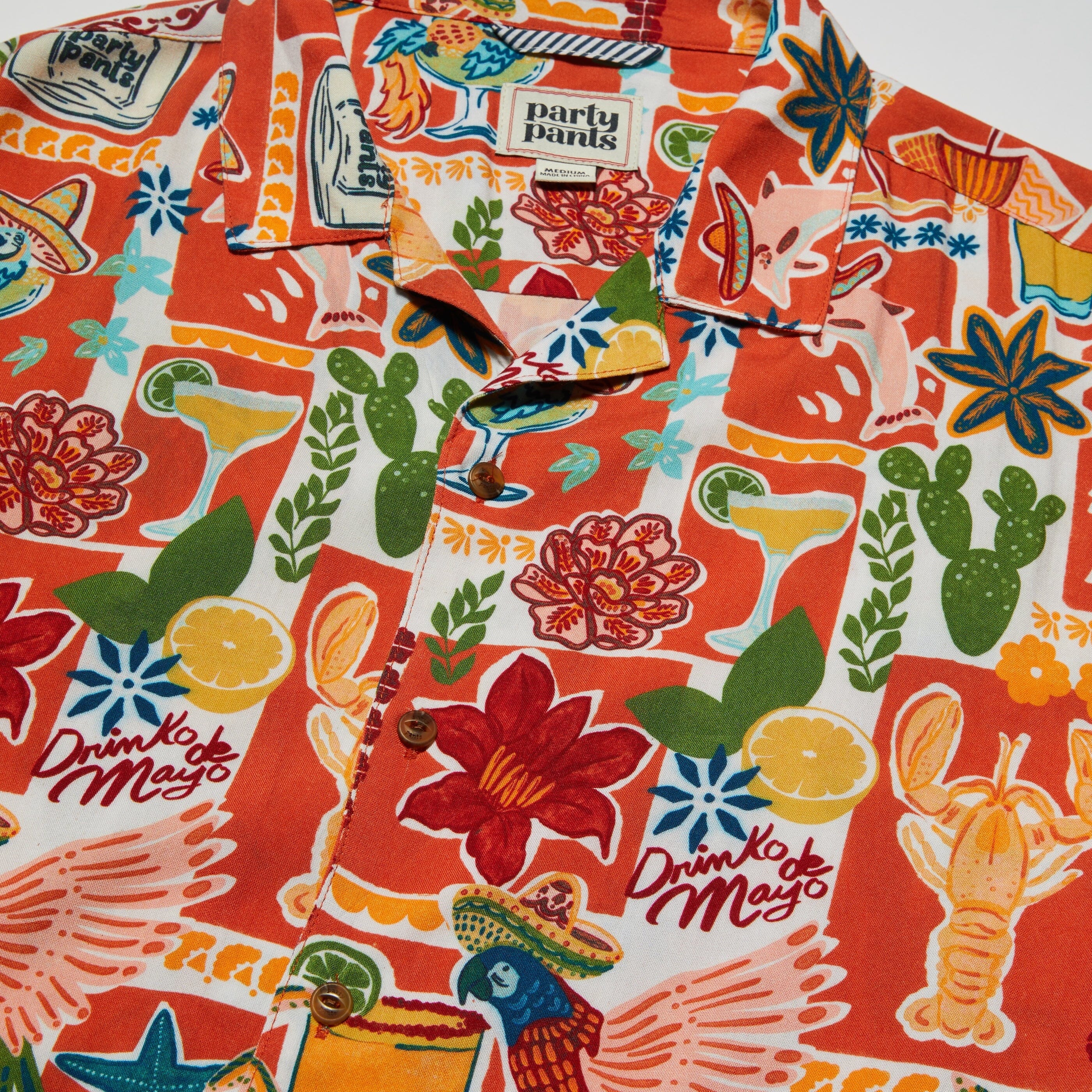 Men's Woven Shirt - Drinko De Mayo Red | Happy Hour Happy Hour Shirt PARTY PANTS 