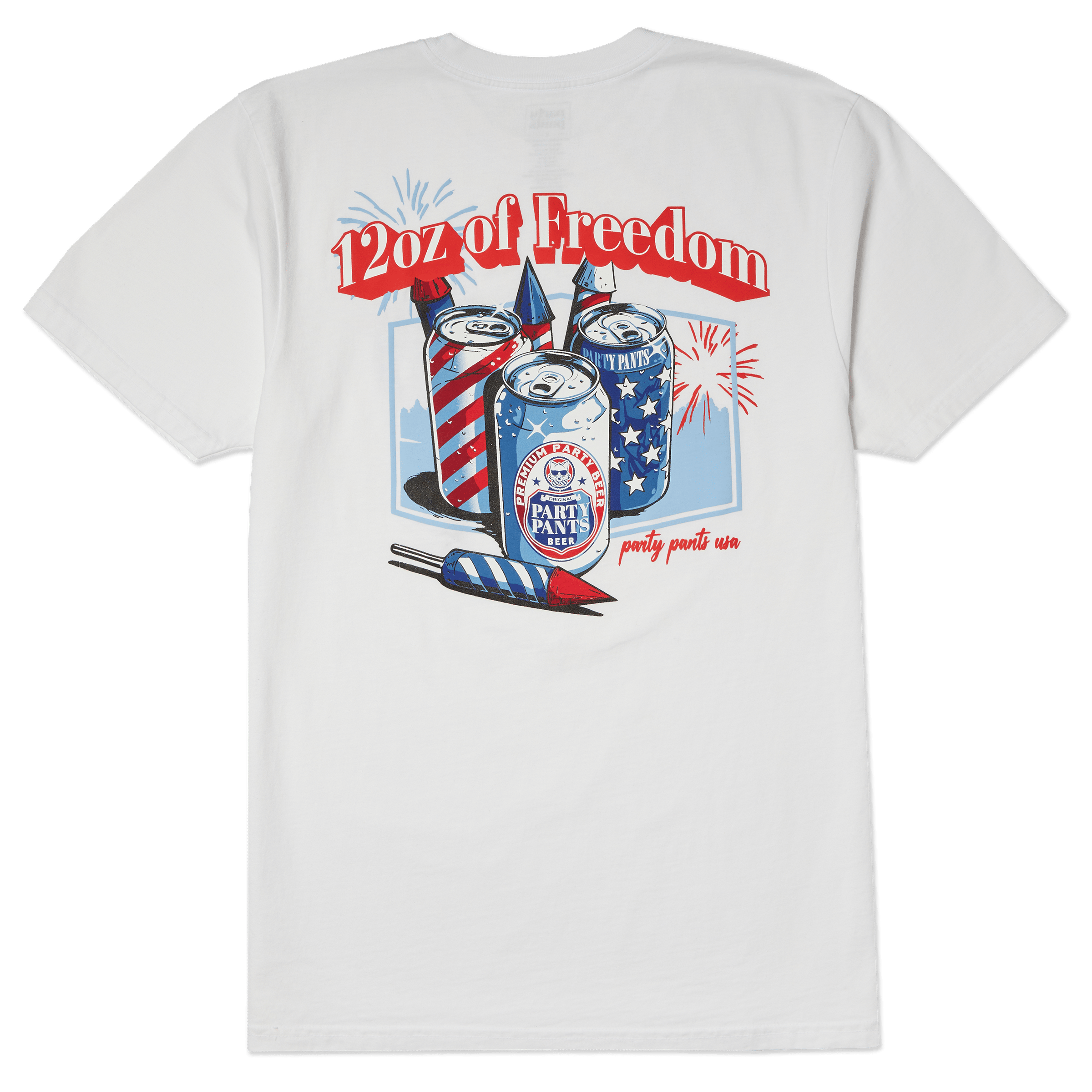 Men's Short Sleeve T- Shirt - 120z of Freedom White TEES PARTY PANTS 