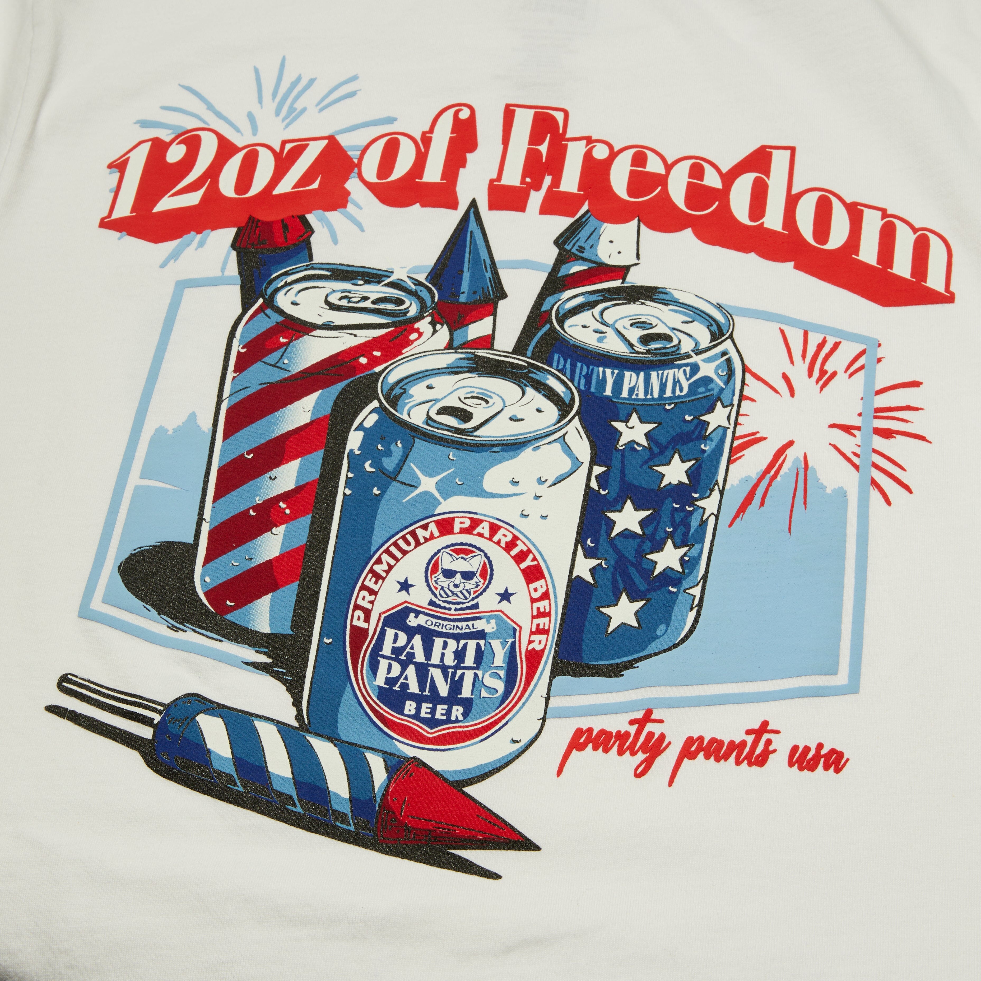 Men's Short Sleeve T- Shirt - 120z of Freedom White TEES PARTY PANTS 