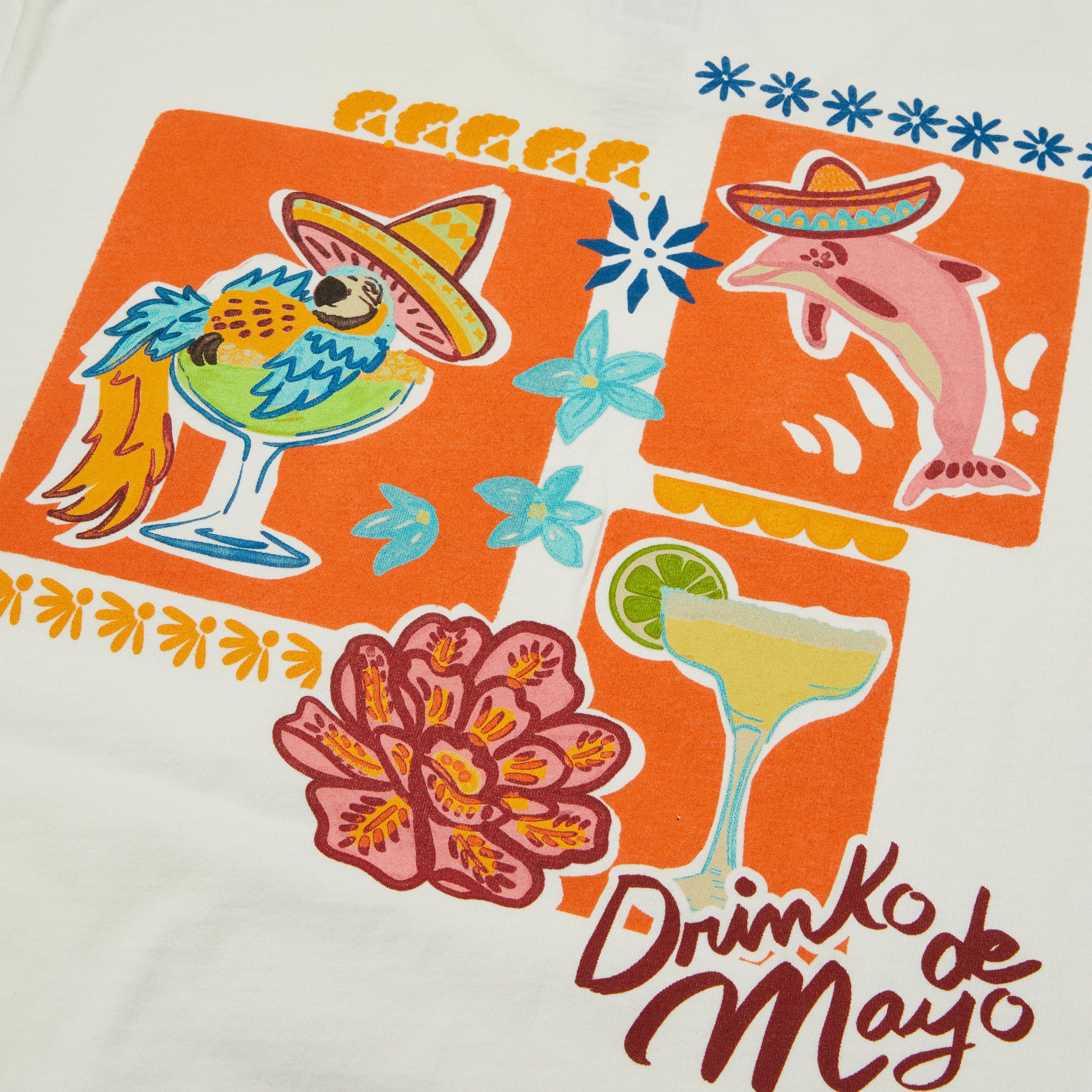 Men's Short Sleeve T- Shirt - Drinko De Mayo White TEES PARTY PANTS 