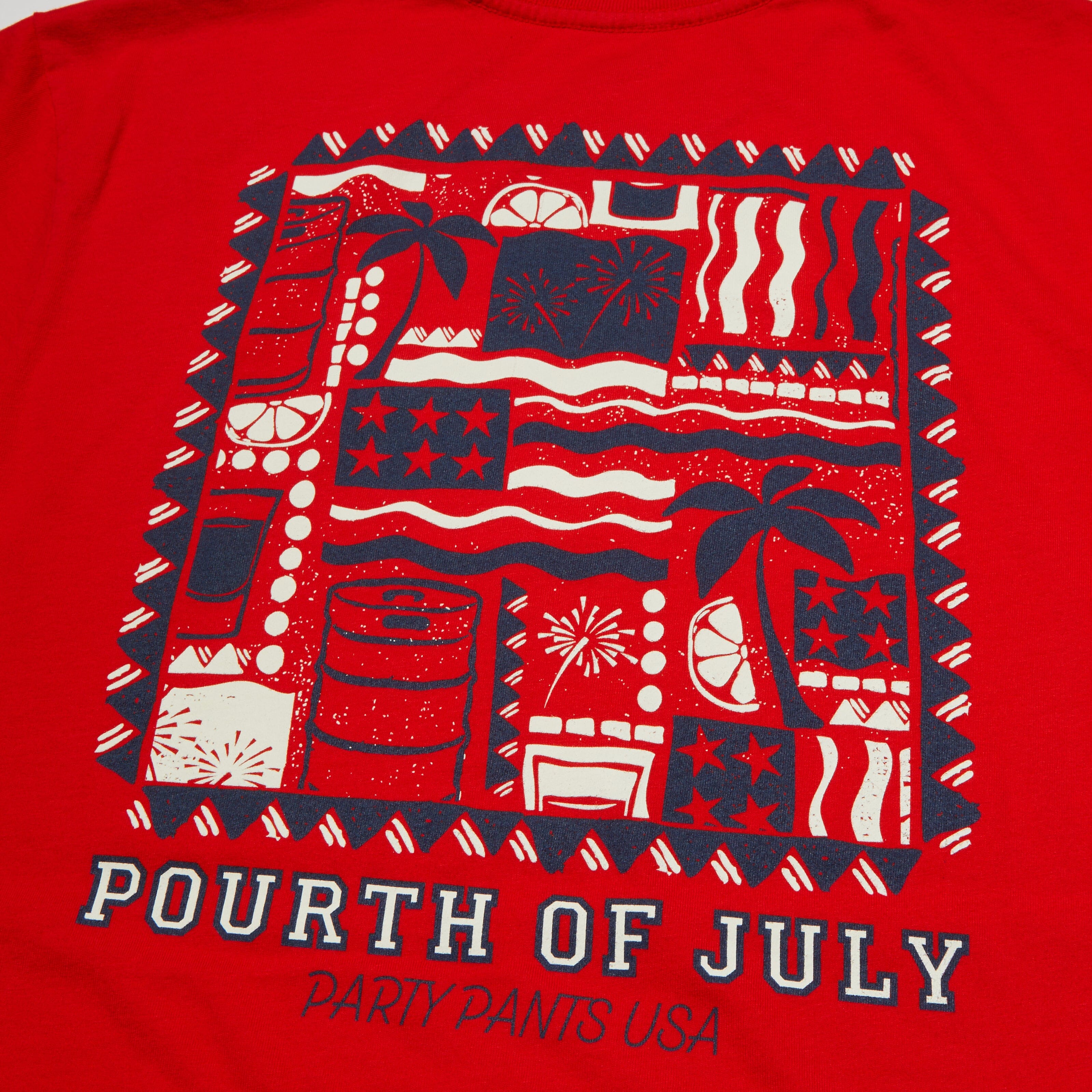 Men's Short Sleeve T- Shirt - Pourth of July Red TEES PARTY PANTS 
