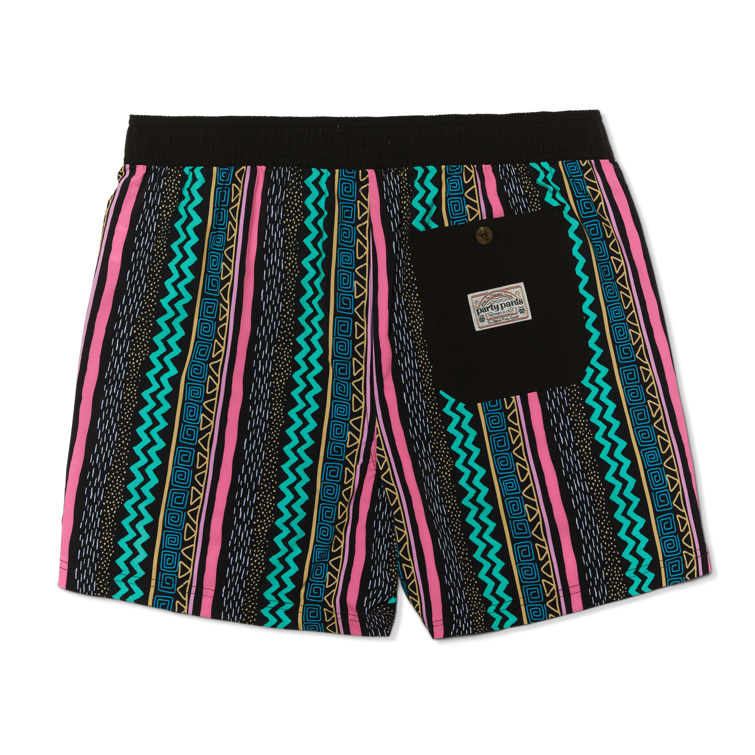 【oan】String Pants Short Version Men's Geo-Patterned Shorts Party Starter Shorts - Black