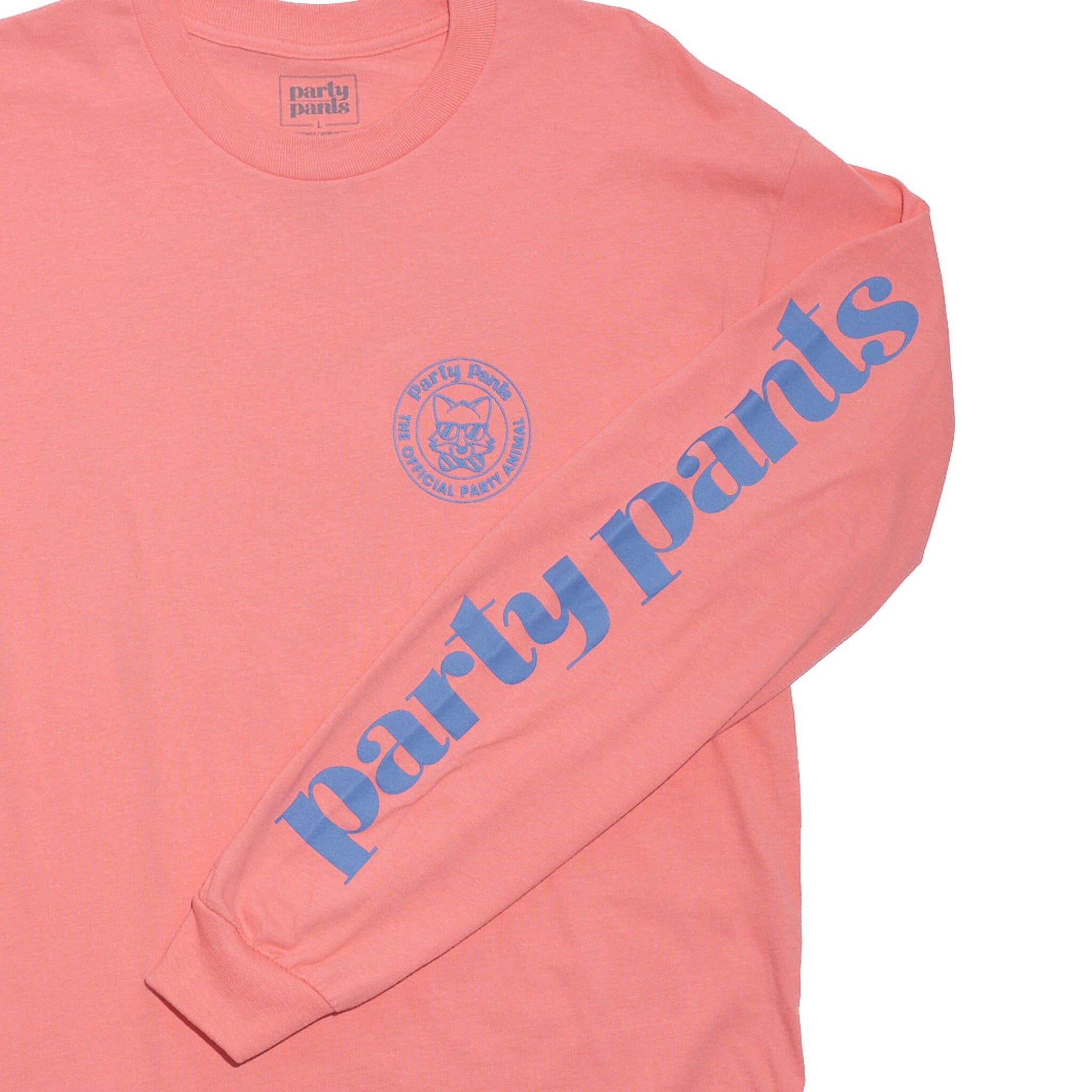 PARTY ANIMAL LONG SLEEVE TEE - CORAL SILK LS TEE PARTY PANTS 
