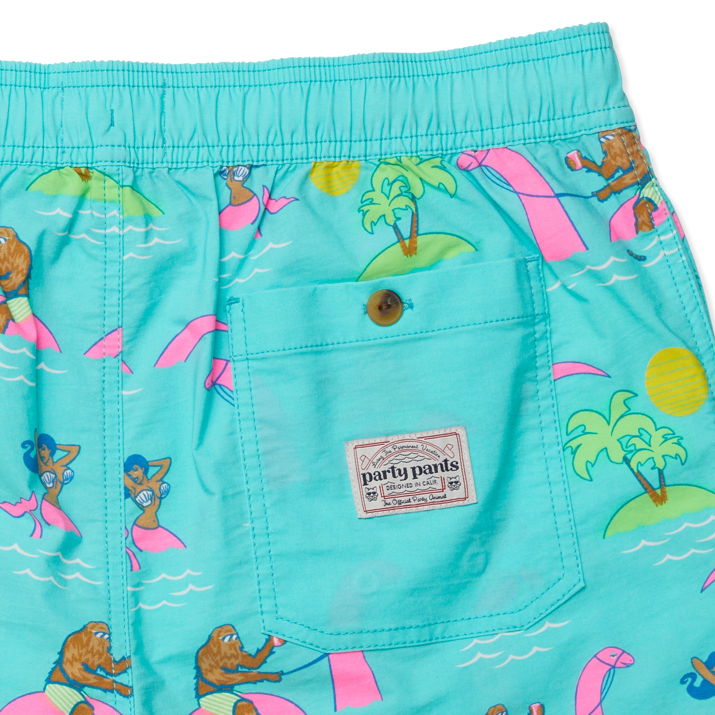 Party Pants Solid Sport Shorts for Men in Teal