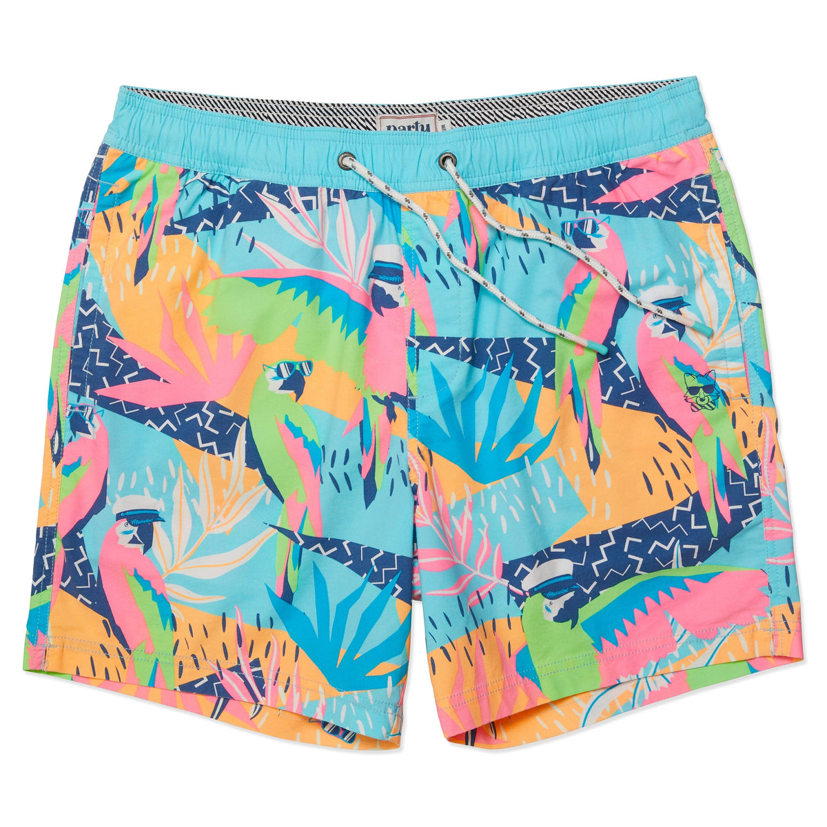 Light Blue - Captn Macaw Party Shorts - Printed Men's Preppy Swim ...