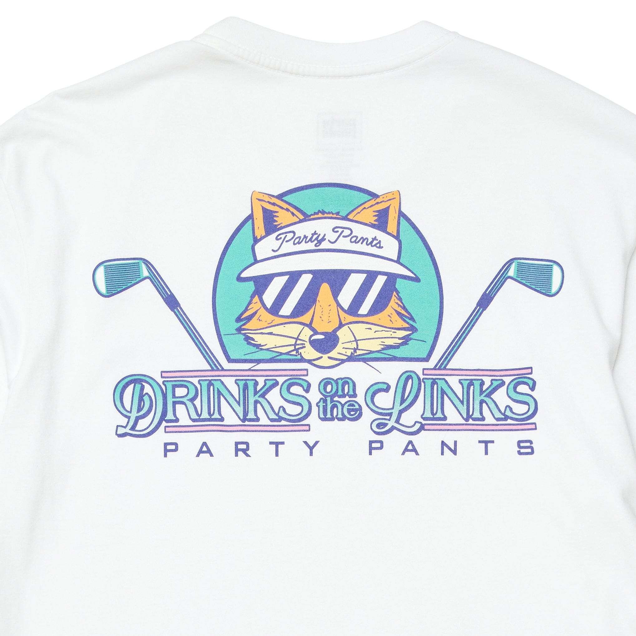 DRINKS ON THE LINKS T-SHIRT - WHITE TEE PARTY PANTS 