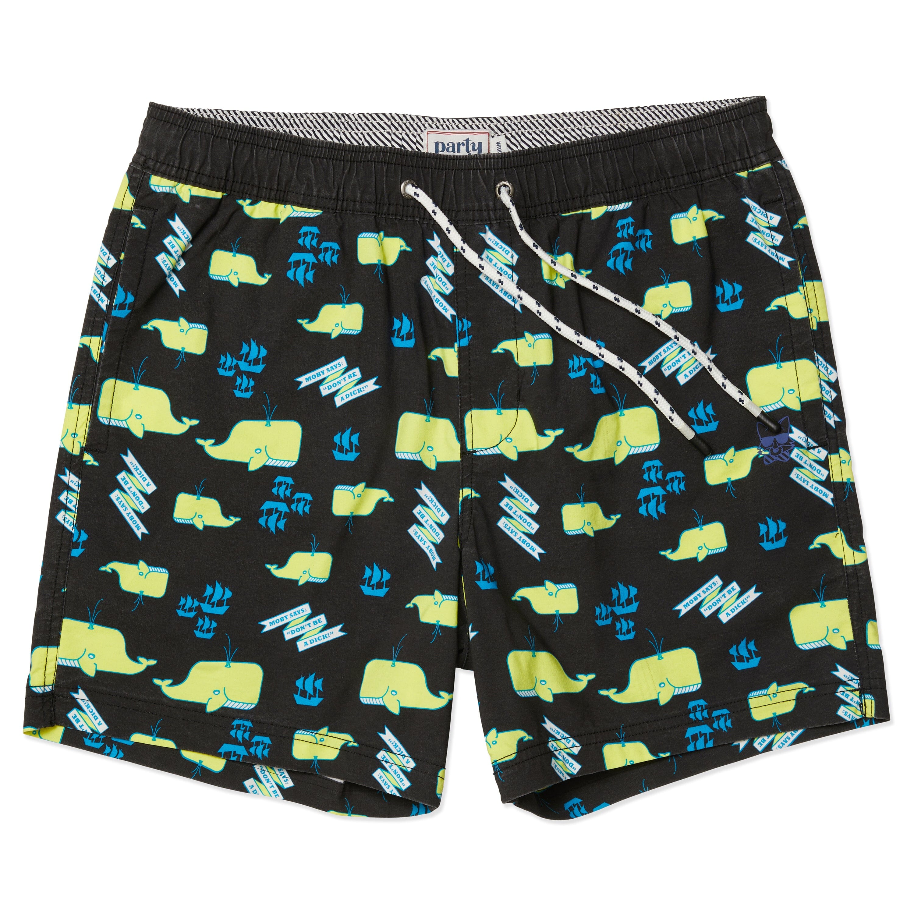 MOBY PARTY STARTER SHORT - BLACK PRINTED SHORTS PARTY PANTS 
