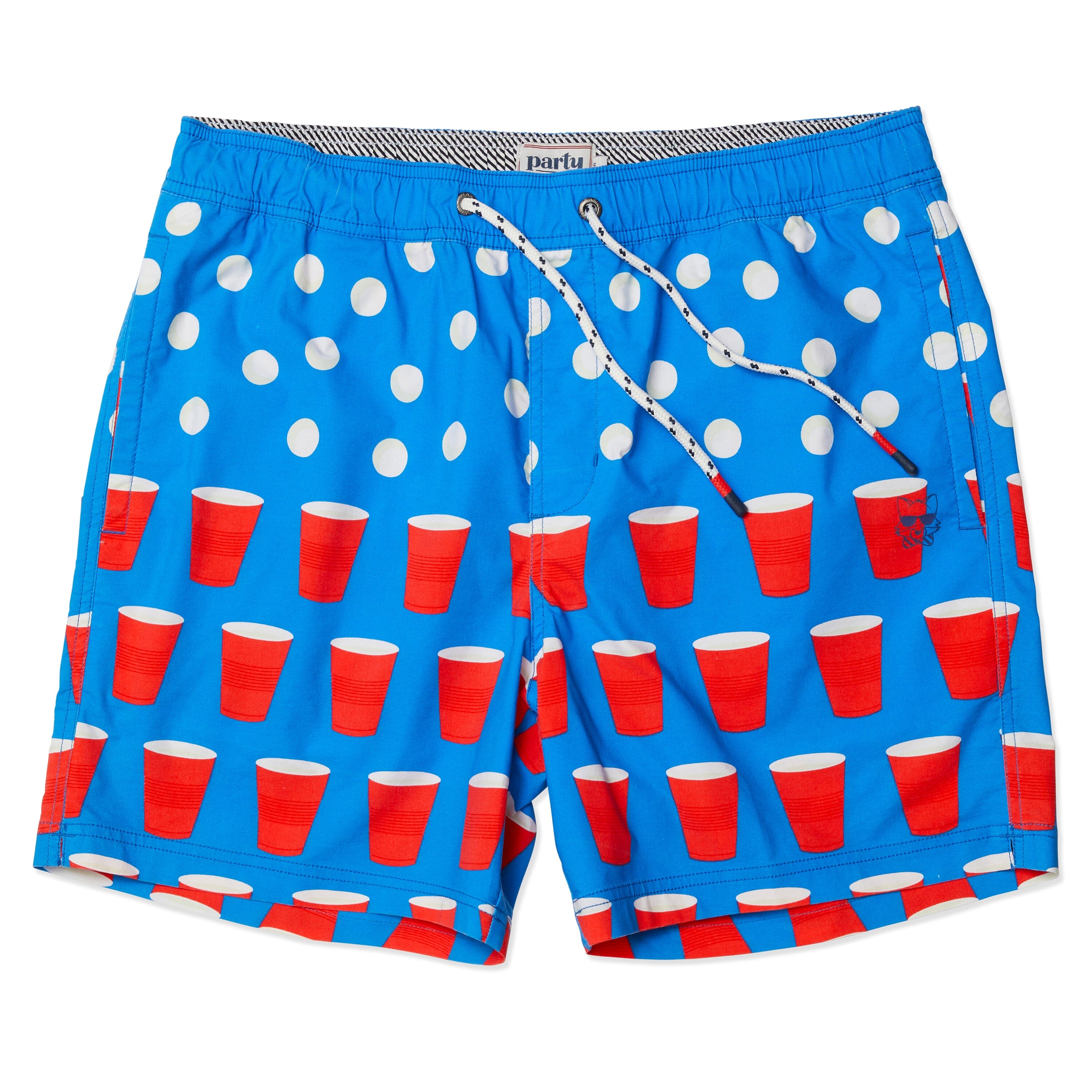 PONG PARTY STARTER SHORT - BLUE PRINTED SHORTS PARTY PANTS 