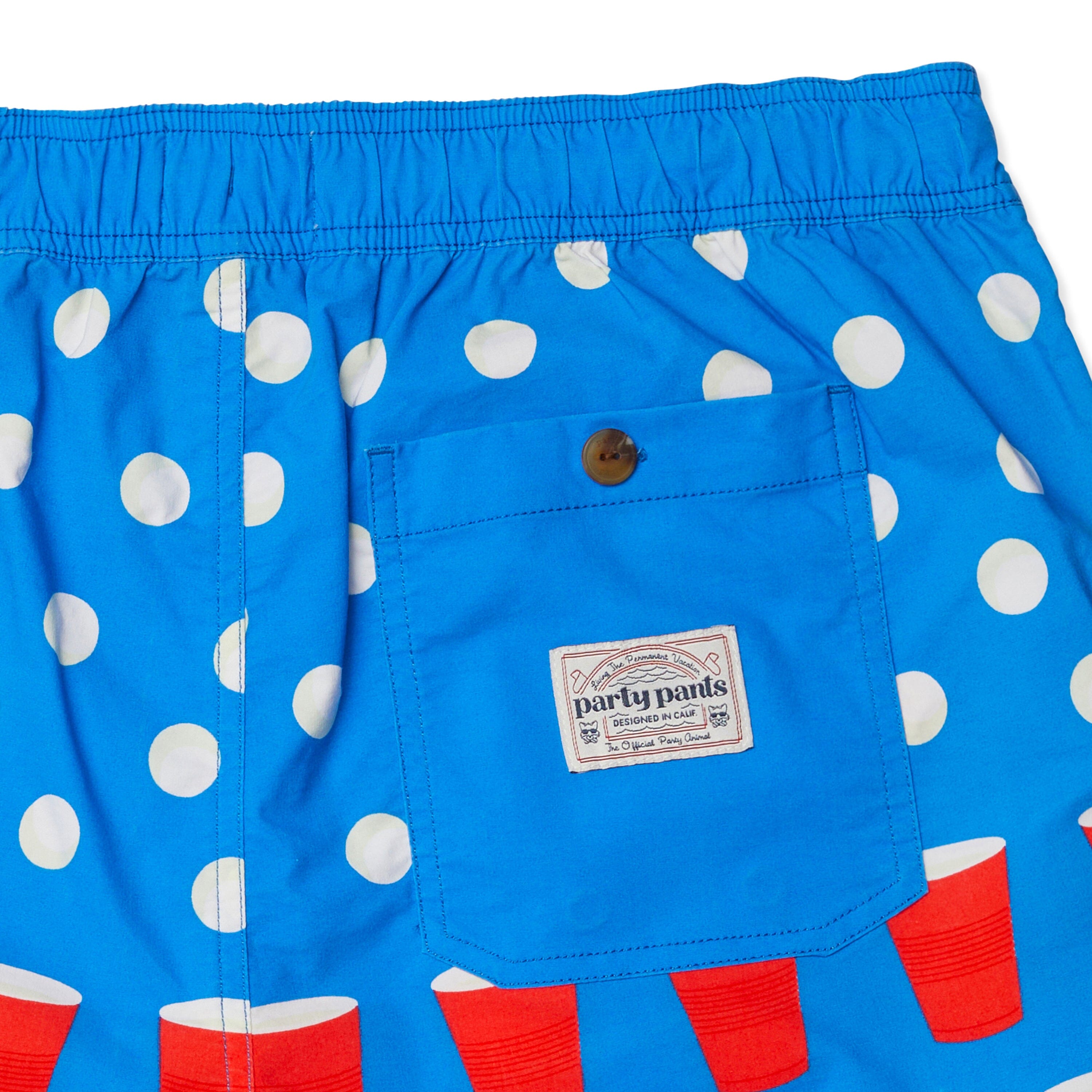 PONG PARTY STARTER SHORT - BLUE PRINTED SHORTS PARTY PANTS 