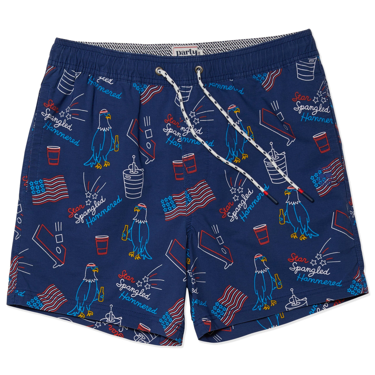 Navy Blue - Star Spangled Hammered Party Starter Shorts - Printed Men's ...