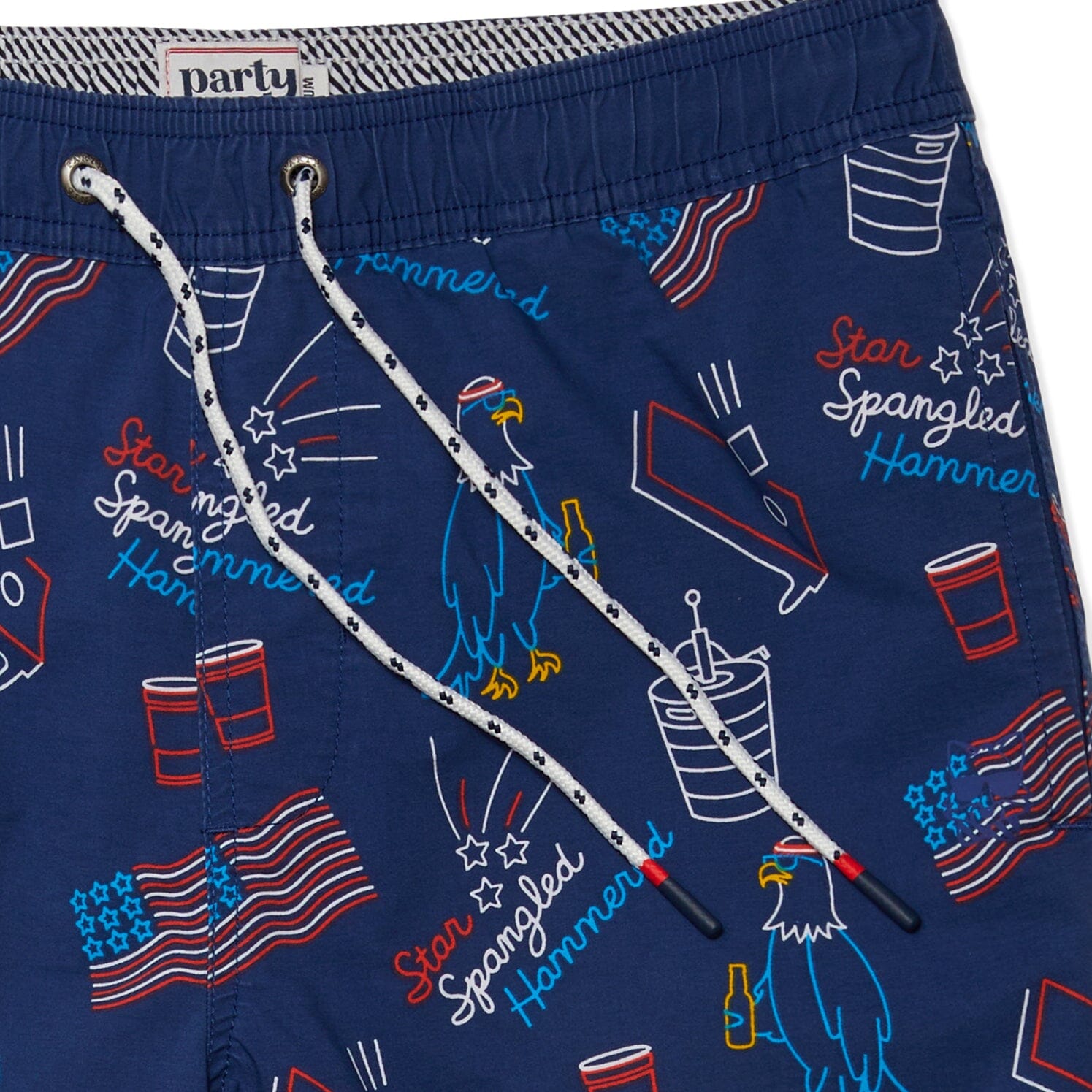 STAR SPANGLED HAMMERED PARTY STARTER SHORT - NAVY PRINTED SHORTS PARTY PANTS 