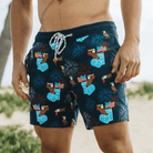 OLD GLORY PARTY STARTER SHORT - NAVY PRINTED SHORTS PARTY PANTS 