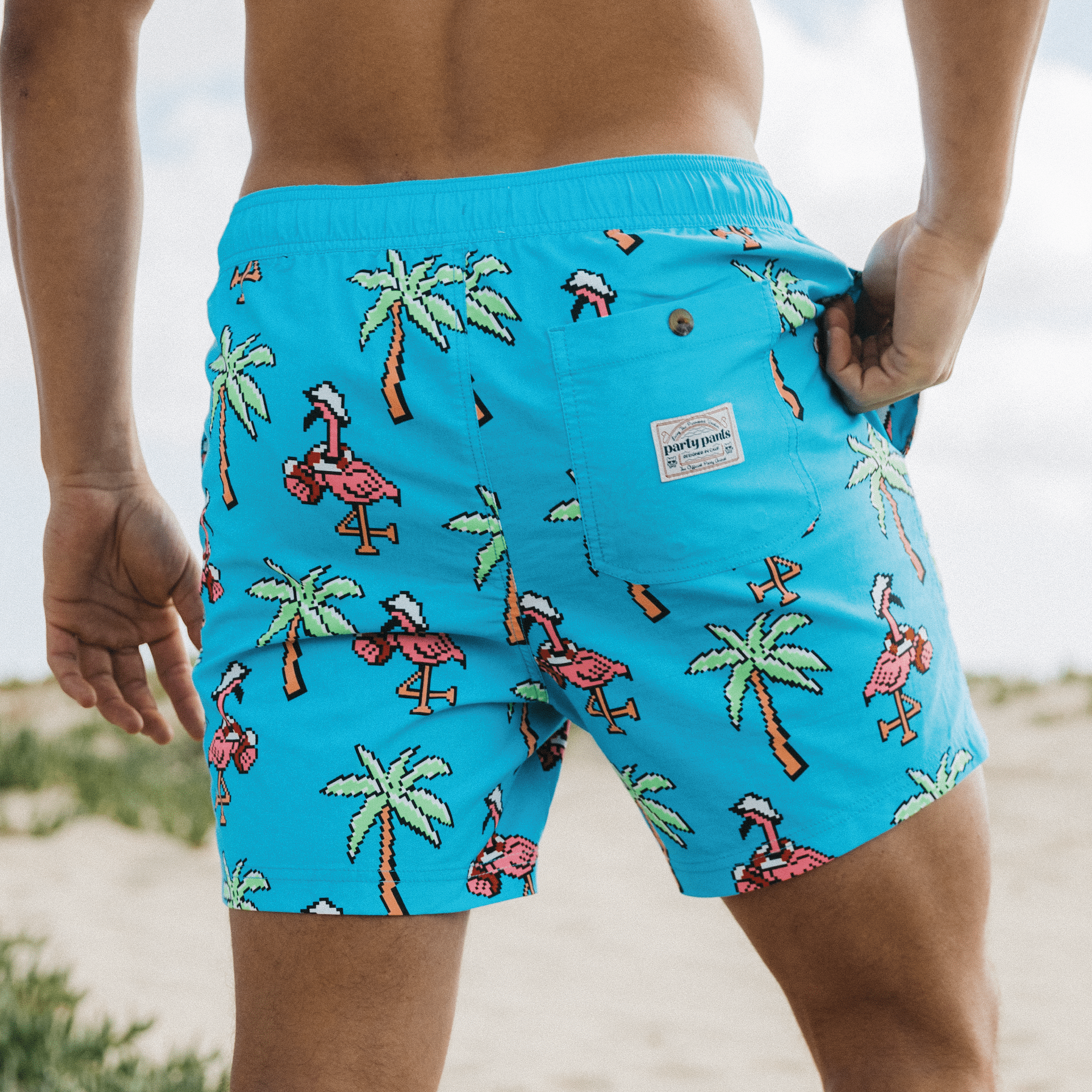 Mens blue 2025 flamingo shorts